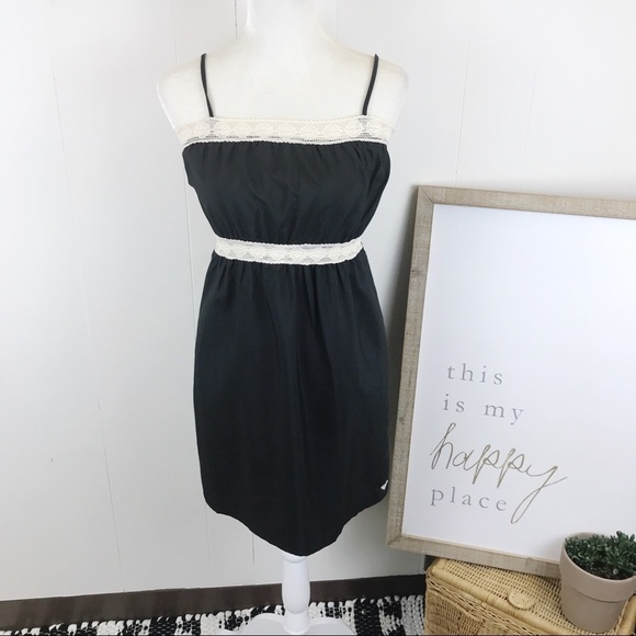 Roxy black dress cream lace trim Small - Picture 1 of 8